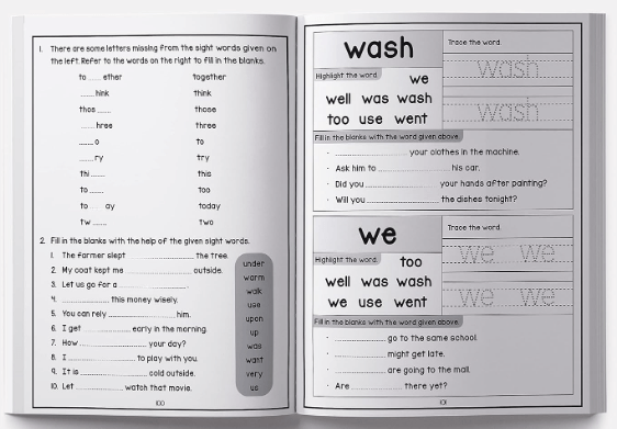 101 and 201 Sight words and Sentences Activity Books - Toy Emporium