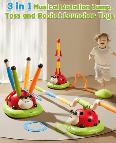 3in1 Musical Rotation Jump,Toss and Rocket Launcher - Toy Emporium