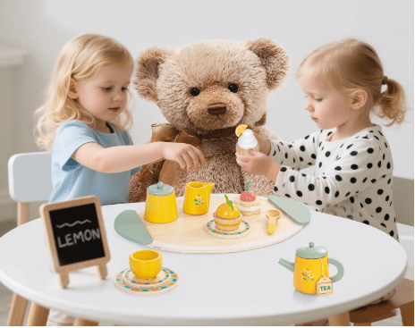 Wooden Tea Set (Yellow and Green) - Toy Emporium